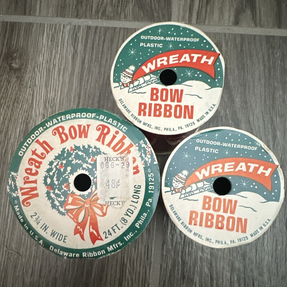 Delaware Ribbon Mfrs., Inc. Wreath Bow Ribbon Plastic Red 2 3/4 in x 24 ft (3)